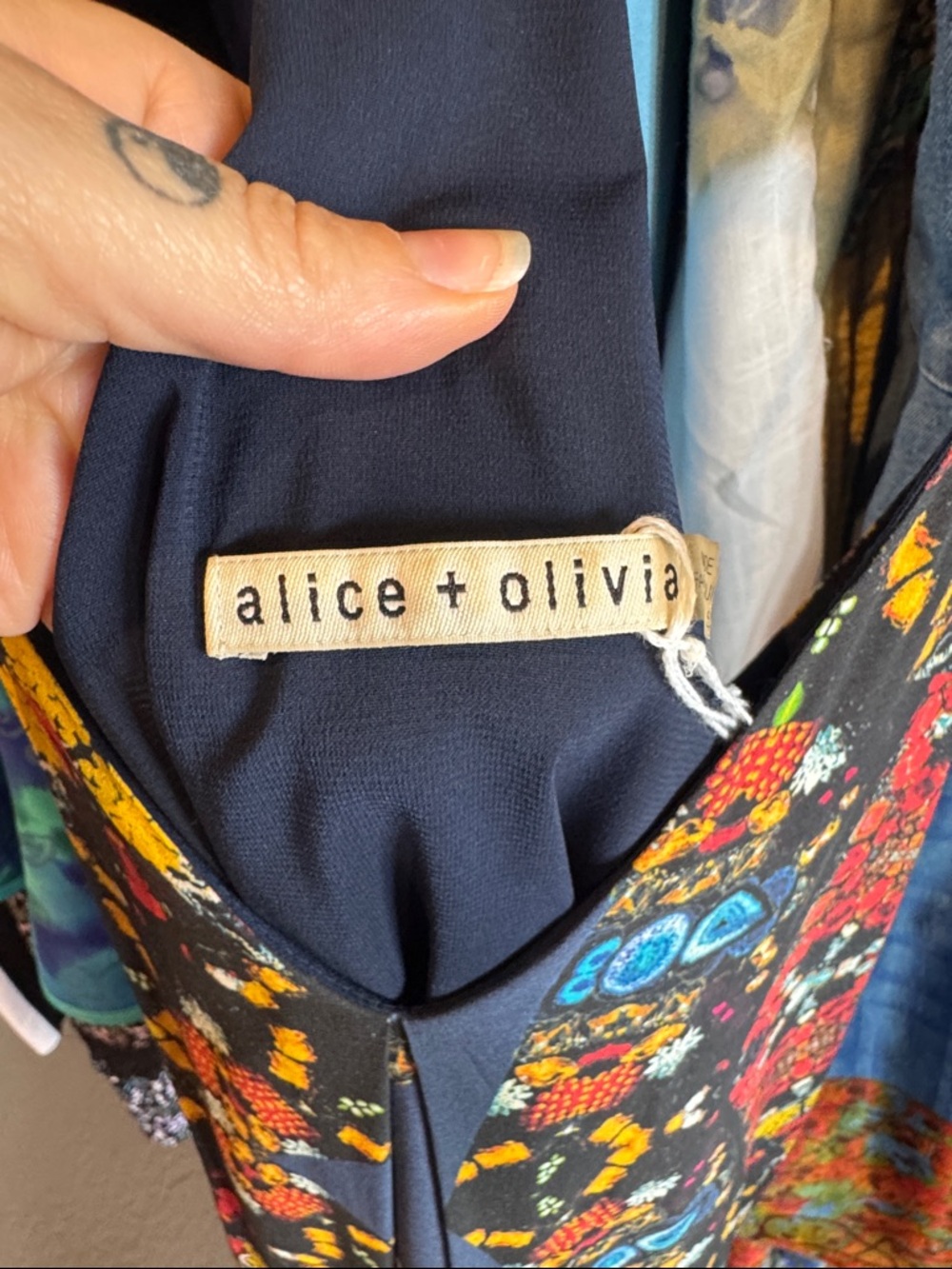 Alice + Olivia Blue Floral Kaleidescope Patchwork Slip Dress - Picture 5 of 7